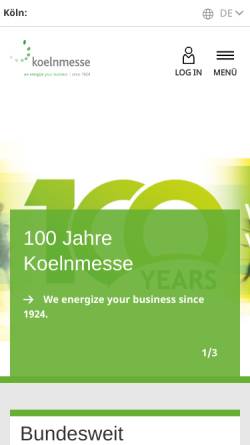 Vorschau der mobilen Webseite www.koelnmesse.de, Kölnmesse GmbH