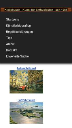 Vorschau der mobilen Webseite www.kiekebusch.com, Kunstdruckhandel Joerg Kiekebusch