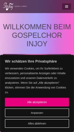 Vorschau der mobilen Webseite www.gospelchor-injoy.de, Injoy Gospelchor Eilshausen