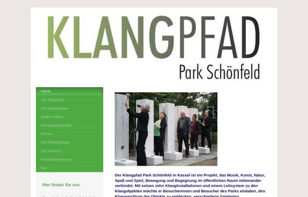 Vorschau von www.klangpfad-kassel.de, Klangpfad Park Schönfeld