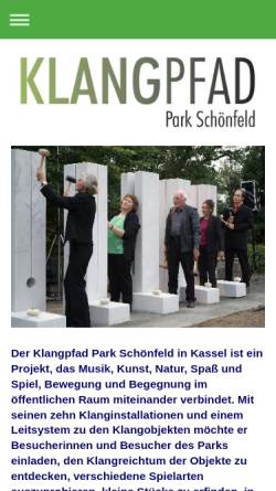 Vorschau der mobilen Webseite www.klangpfad-kassel.de, Klangpfad Park Schönfeld