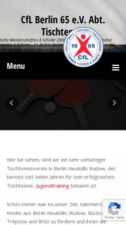 Vorschau der mobilen Webseite www.cfl-world.de, CfL Berlin 65 - Tischtennisabteilung