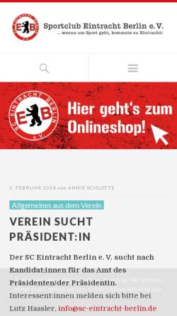 Vorschau der mobilen Webseite www.sc-eintracht-berlin.de, SC Eintracht Innova