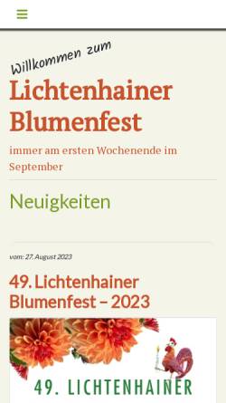 Vorschau der mobilen Webseite www.lichtenhainer-blumenfest.de, Lichtenhainer Blumenfest