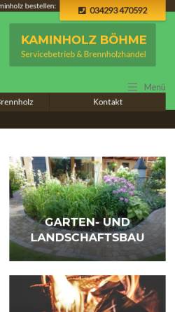 Vorschau der mobilen Webseite www.kaminholz-boehme.de, Kaminholz - Erich Boehme