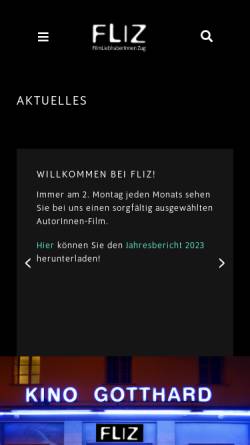Vorschau der mobilen Webseite www.fliz.ch, FLIZ - FilmLiebhaberInnen Zug im Kino Gotthard