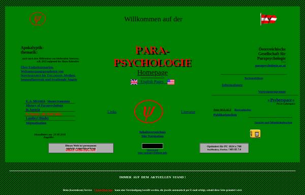 Vorschau von www.parapsychologie.info, Parapsychologie in Österreich [Mulacz, Peter]
