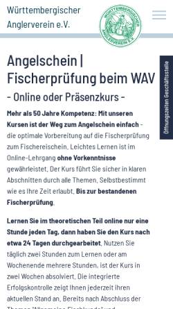 Vorschau der mobilen Webseite www.wav-stuttgart.de, Württembergischer Anglerverein Stuttgart e.V.