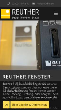 Vorschau der mobilen Webseite www.reuther.de, Reuther Verpackung