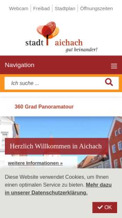 Vorschau der mobilen Webseite www.aichach.de, Stadt Aichach