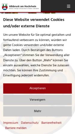 Vorschau der mobilen Webseite www.albbruck.de, Gemeinde Albbruck