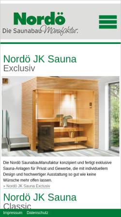 Vorschau der mobilen Webseite www.nordoe-saunabau.de, Saunabau Nordö GmbH