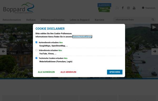 Vorschau von www.boppard.de, Stadt Boppard online