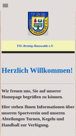 Vorschau der mobilen Webseite www.tsg-bretnig-hauswalde.de, TSG Bretnig-Hauswalde