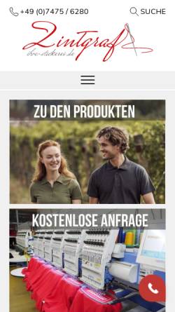 Vorschau der mobilen Webseite ihre-stickerei.de, Arthur Zintgraf GmbH