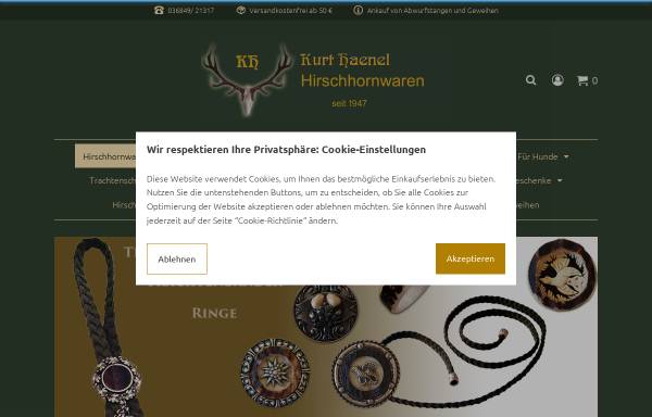 Vorschau von www.hirschhornwaren-haenel.com, Kurt Haenel Hirschhornwaren