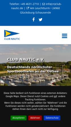 Vorschau der mobilen Webseite www.club-nautic.de, Club Nautic e.V.