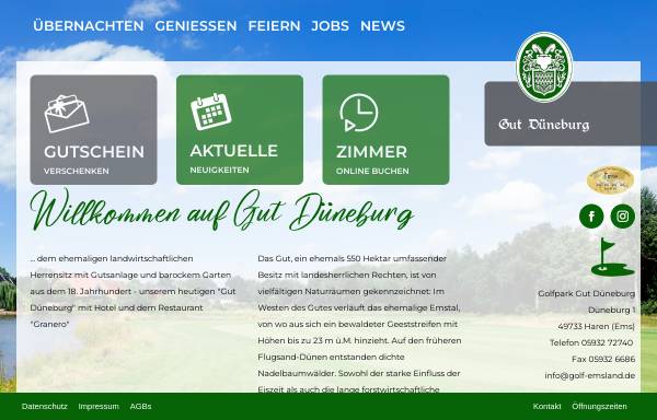 Vorschau von www.gut-dueneburg.de, Golfpark Gut Düneburg