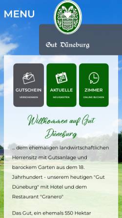 Vorschau der mobilen Webseite www.gut-dueneburg.de, Golfpark Gut Düneburg