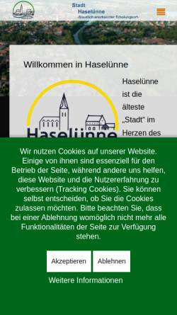 Vorschau der mobilen Webseite www.haseluenne.de, Stadt Haselünne