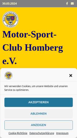 Vorschau der mobilen Webseite msc-homberg.de, Motor-Sport-Club Homberg e.V. im ADAC
