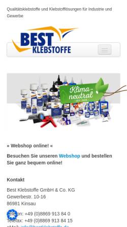 Vorschau der mobilen Webseite www.bestklebstoffe.de, Best Klebstoffe
