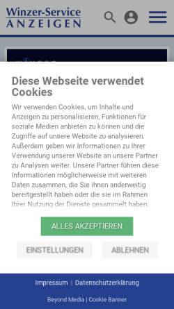 Vorschau der mobilen Webseite www.winzer-service.de, Winzer-Service Dienstleistungsagentur