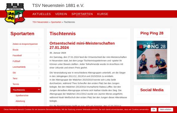TSV Neuenstein Tischtennisabteilung
