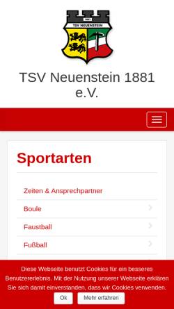 Vorschau der mobilen Webseite tsvneuenstein.de, TSV Neuenstein Tischtennisabteilung