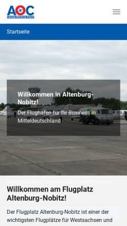 Vorschau der mobilen Webseite www.leipzig-altenburg-airport.de, Flugplatz Altenburg - Nobitz