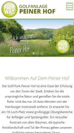 Vorschau der mobilen Webseite www.peinerhof.de, Golf-Park Peiner Hof e.V.