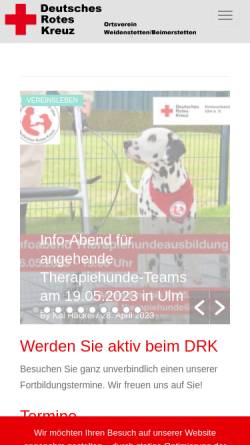 Vorschau der mobilen Webseite www.drk-weidenstetten.de, DRK Ortsverein Weidenstetten