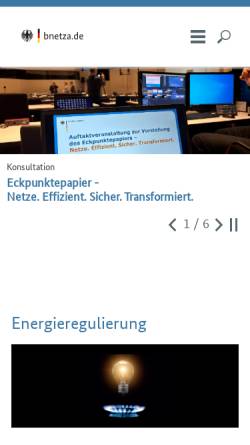Vorschau der mobilen Webseite www.bundesnetzagentur.de, Bundesnetzagentur für Elektrizität, Gas, Telekommunikation, Post und Eisenbahnen