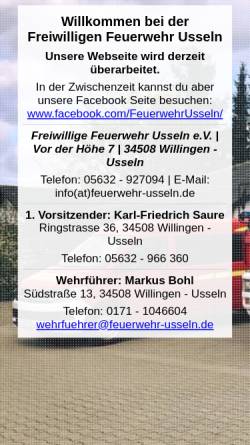 Vorschau der mobilen Webseite www.feuerwehr-usseln.de, Freiwillige Feuerwehr Usseln e.V.
