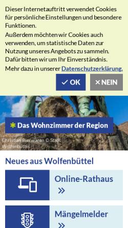 Vorschau der mobilen Webseite www.wolfenbuettel.de, Stadt Wolfenbüttel