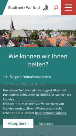 Vorschau der mobilen Webseite www.wuelfrath.net, Wülfrather Stadtnetz
