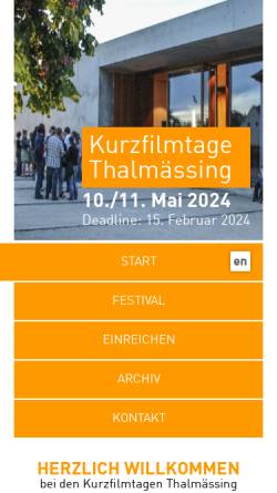 Vorschau der mobilen Webseite kurzfilm-thalmaessing.de, Kurzfilmtage Thalmässing