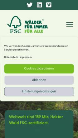 Vorschau der mobilen Webseite www.fsc-deutschland.de, FSC Arbeitsgruppe Deutschland e. V.