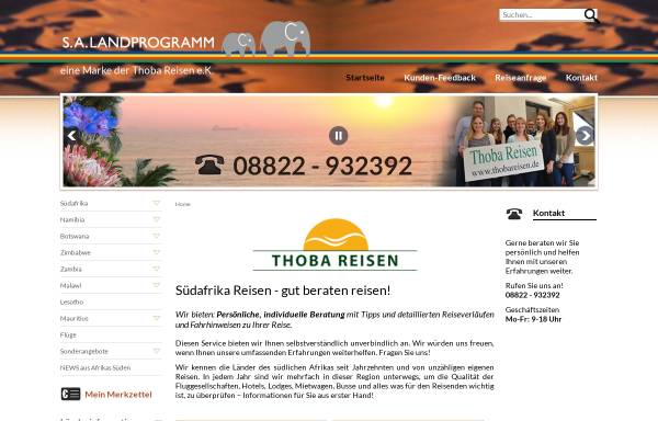 Vorschau von www.suedafrika-reisen.de, S.A.Landprogramm