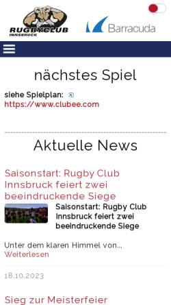 Vorschau der mobilen Webseite www.rugby-innsbruck.at, Rugby Club Innsbruck