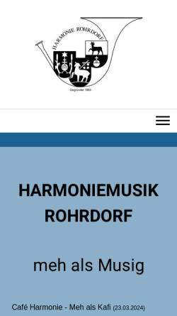 Vorschau der mobilen Webseite www.harmonierohrdorf.ch, Harmoniemusik Rohrdorf