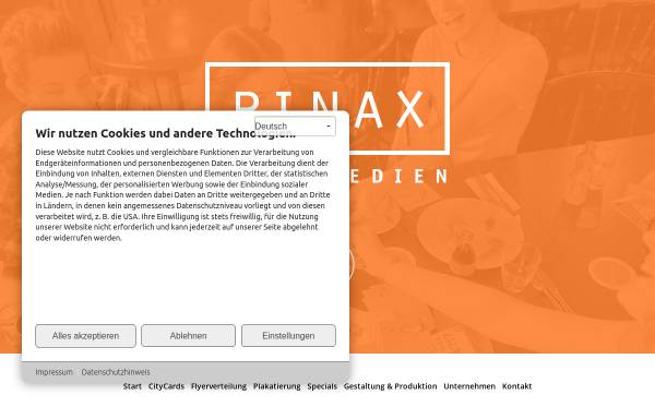 Vorschau von www.pinax.net, Pinax Werbemedien, Martina Deutsch