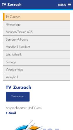 Vorschau der mobilen Webseite www.tvzurzach.ch, Zuzacher Turnverein
