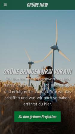 Vorschau der mobilen Webseite www.gruene-nrw.de, Bündnis 90/Die Grünen Nordrhein-Westfalen