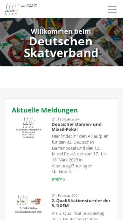 Vorschau der mobilen Webseite www.deutscherskatverband.de, Deutscher Skatverband e.V.