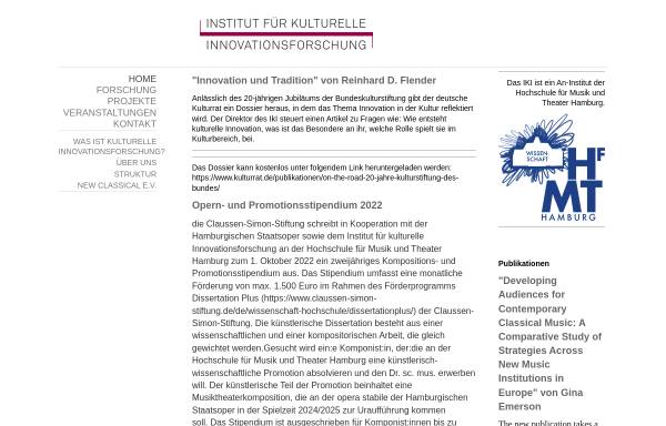 Vorschau von www.iki-hamburg.de, IkI - Institut für Kulturelle Innovationsforschung