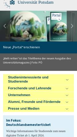 Vorschau der mobilen Webseite www.uni-potsdam.de, Universität Potsdam