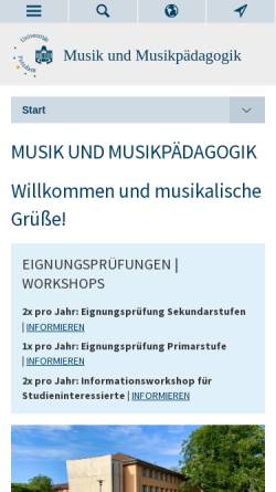 Vorschau der mobilen Webseite www.uni-potsdam.de, Institut für Musik und Musikpädagogik