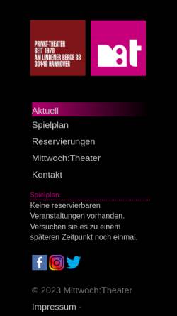 Vorschau der mobilen Webseite www.mittwochtheater.de, Mittwoch:Theater Hannover e.V.