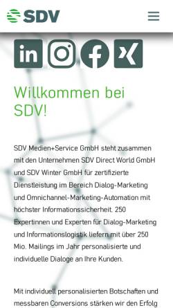 Vorschau der mobilen Webseite www.sdv.de, Sächsisches Druck- und Verlagshaus AG